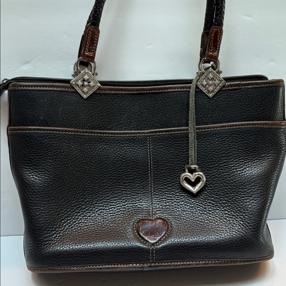 Vintage Brighton Black/ Crocodile Braided Handle Shoulder Bag